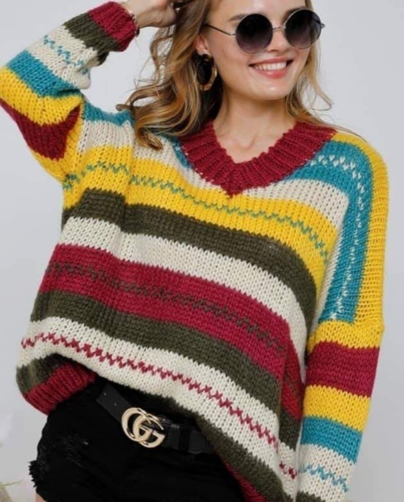 Adora‎ Multicolored Chunky Knit Sweater Sm/Med